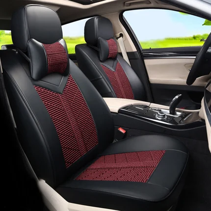 blackxred Cartailor сиденья набор для Toyota Corolla кожаные& Ice Шелковый Стульчики Детские Чехлы для мангала сидений автомобилей защиты стайлинга автомобилей - Название цвета: blackxred