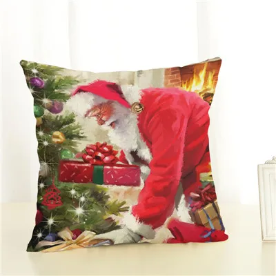 Наволочка на подушку с надписью «Merry Christmas» и надписью «Happy Day Joy», подарки на праздник, Рождественская елка, наволочка для дивана, домашний декор - Цвет: 10
