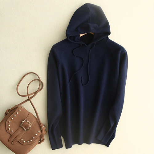 Navy blue Желтые толстовки, Женская толстовка с капюшоном, женская теплая розовая кашемировая толстовка с капюшоном, женская трикотажная толстовка с капюшоном - Цвет: Navy blue
