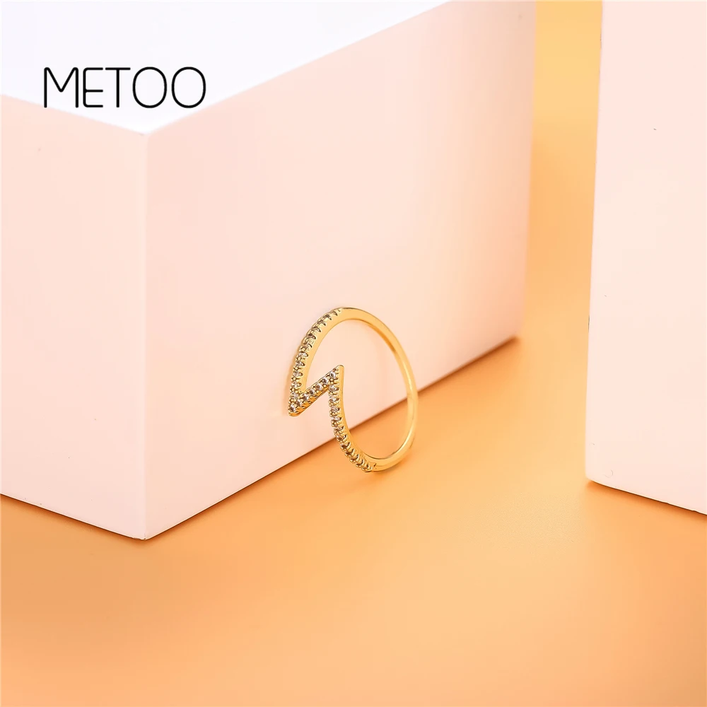 METOO золото геометрическая форма кольцо горный хрусталь высокого класса Медь инкрустированные циркон кольца плетеное кольцо женский Femme