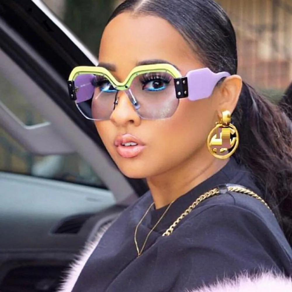 MISM полуоправы большие солнцезащитные очки женские уличные UV400 Lunette De Soleil Femme