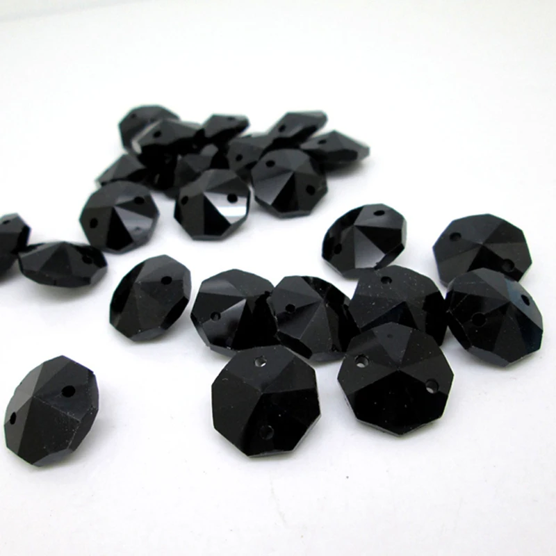 200PCS 14mm Crystal Octagon Beads K9 Crystal 2 Holes Diy Wedding& Home Decoration Crystal Chandelier Lighting Parts