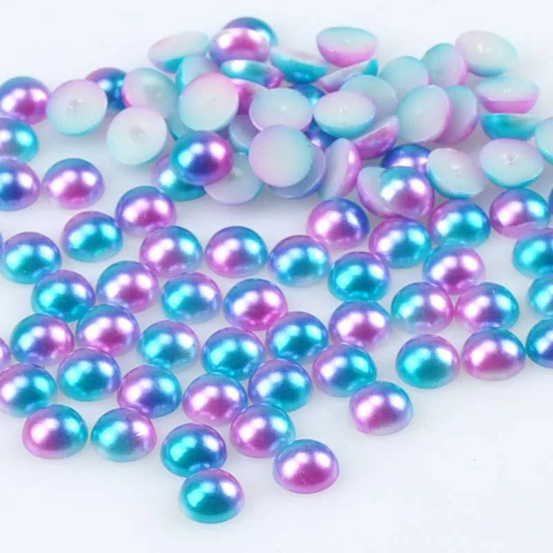 Недорогие полукруглые Кабошоны с имитацией синего и розового жемчуга плоской