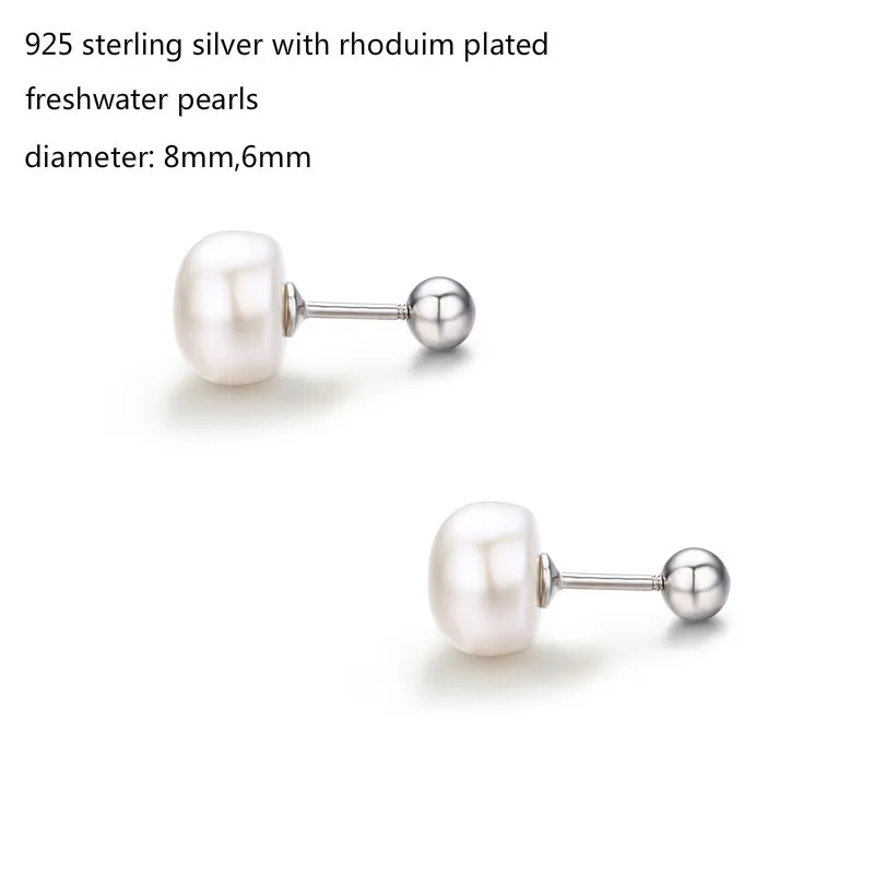 Женские серьги гвоздики из серебра 925 пробы с белым жемчугом|stud earrings|stud earrings for