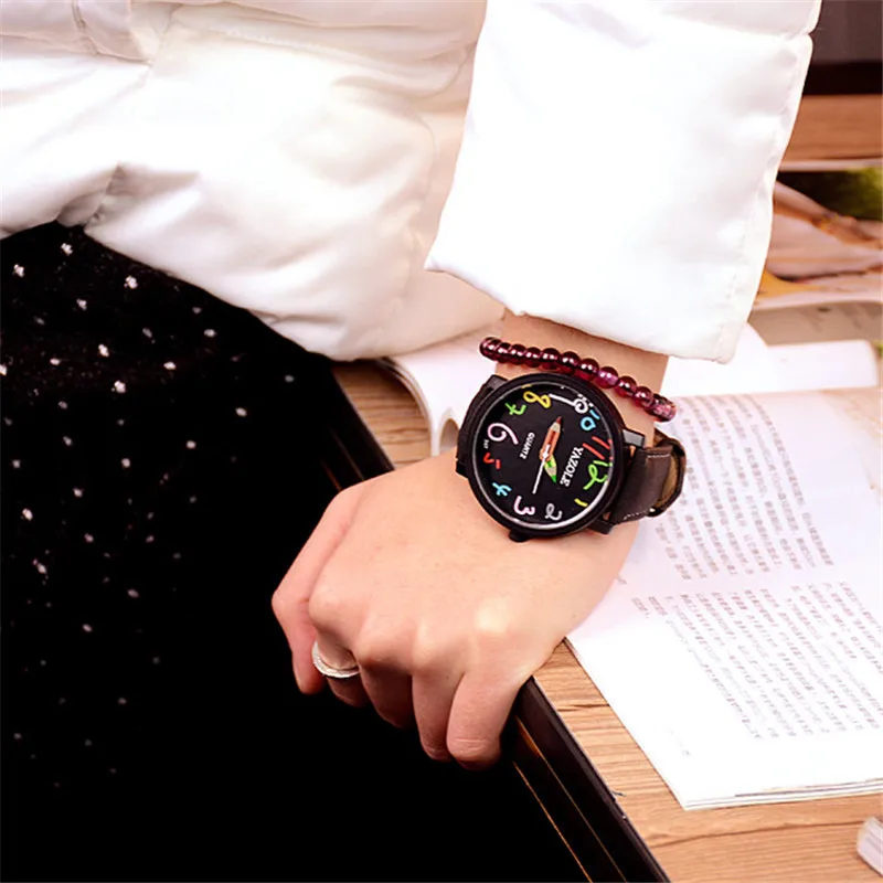 Yazole модный бренд часы мужские и женские влюбленных Красочные Личность указатель