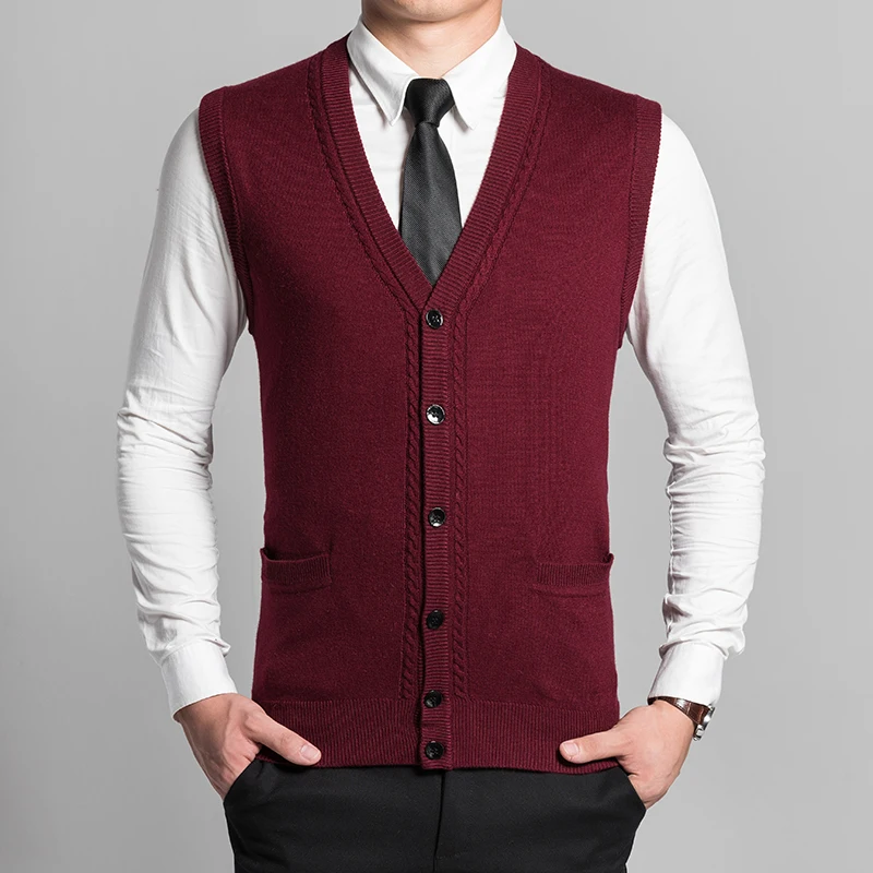 Мужской свитер жилет Осень зима шерстяное трикотажное пальто мужской вязаный