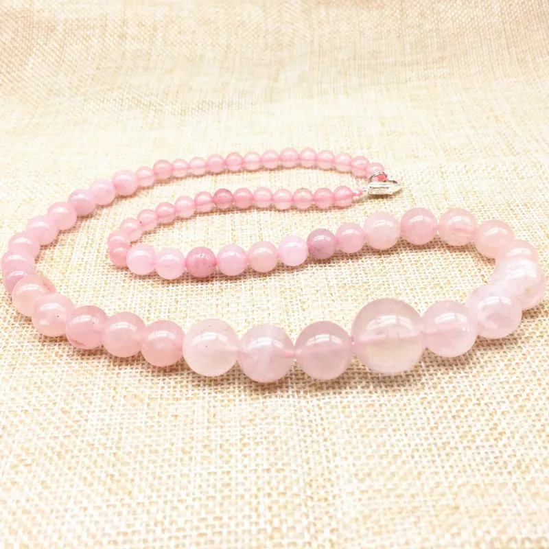 Женское Ожерелье из натурального розового кварца с бусинами 48 см 6 мм 8 12