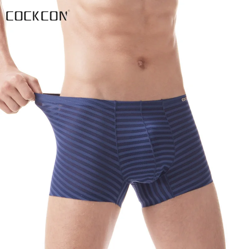 Cockcon мужские боксеры горячее Мужское нижнее белье 2017 ледяной шелк Cueca шорты U Pouch