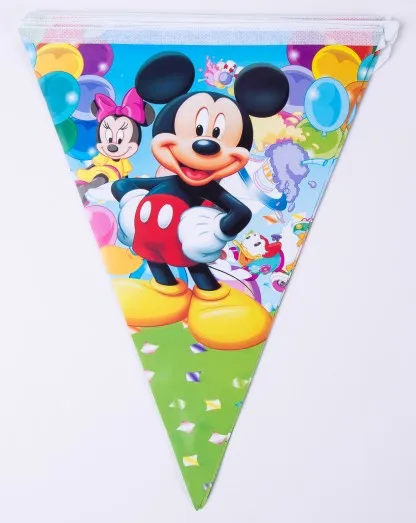 1 set banner Счастливый день рождения Микки Дисней бэби Шауэр для мальчика свадебный фестиваль вечерние украшения набор баннер салфетки стакан с соломинкой пластины поставщик - Цвет: 1 set banner