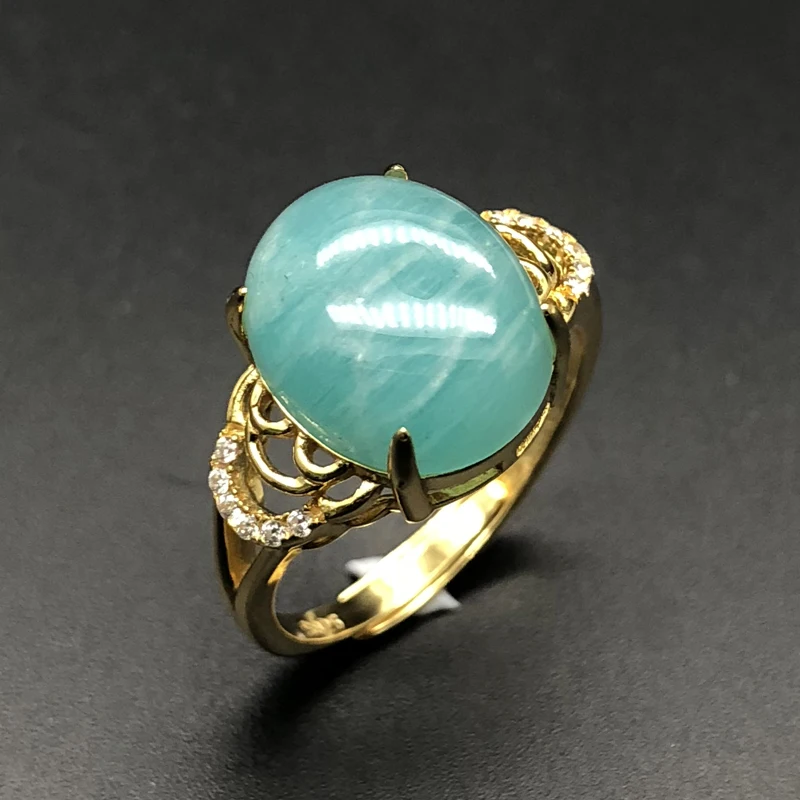 Женское кольцо с амазонитом и ларимаром вечерние повседневные кольца из серебра