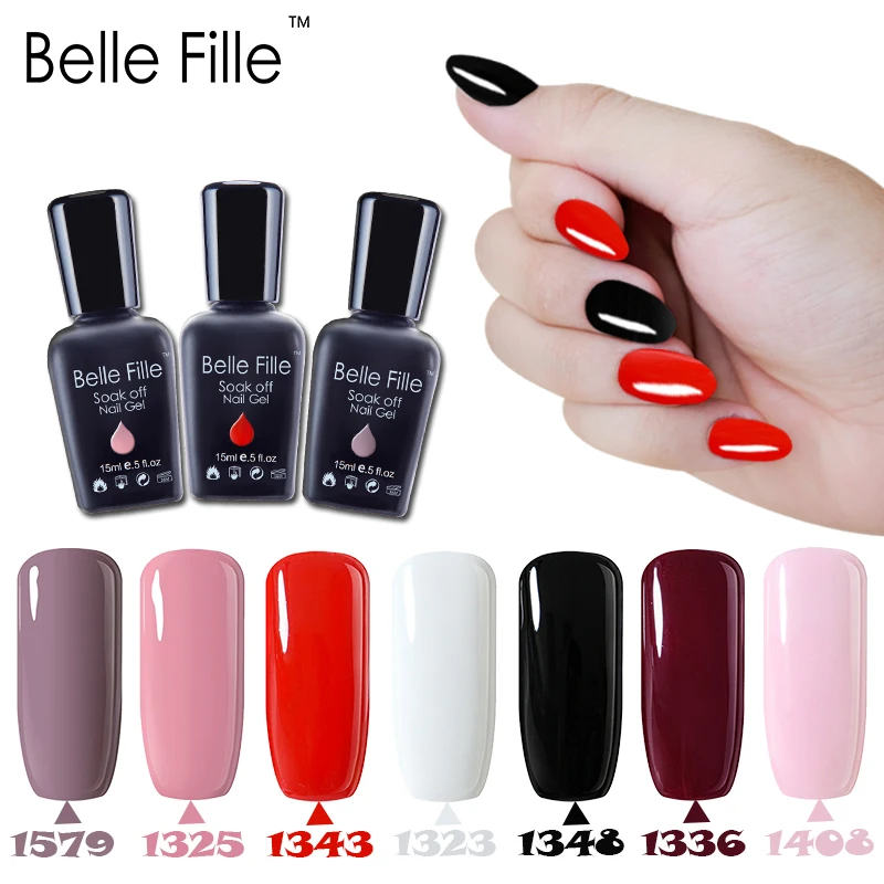 Belle Fille 189 красный розовый цвет 15 мл УФ Гель лак отмачиваемый гель для ногтей Vernis