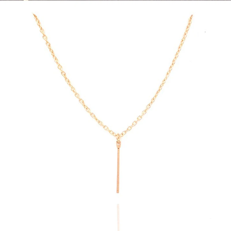 Hot Sale Balance Vertical Bar Pendant Necklaces Metal Gold Color Clavicle Chain Statement Necklace Women Fashion Jewelry | Украшения и