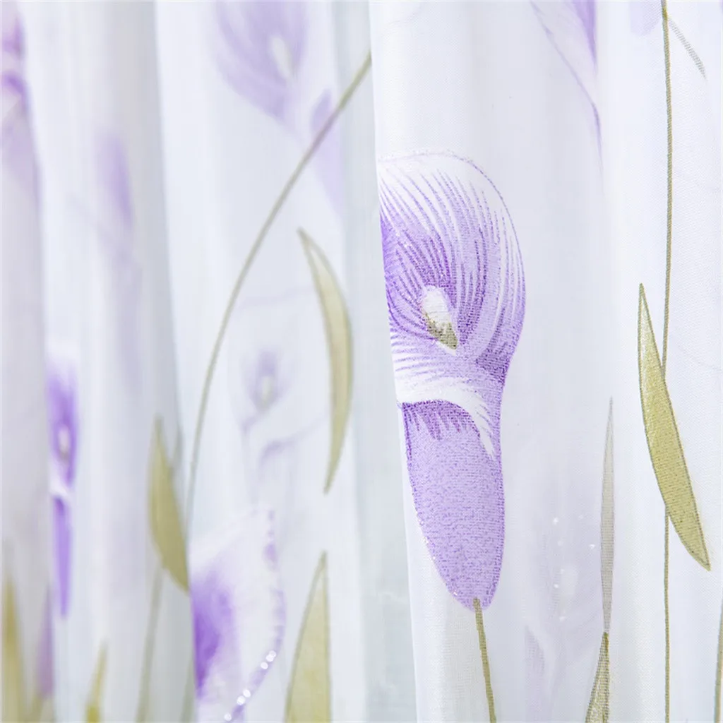 200x150cm Curtains For Living Room Daffodil Flower Print Tulle Curtain Handle Tulle Coveted 1 FabricWindow Decoration 67