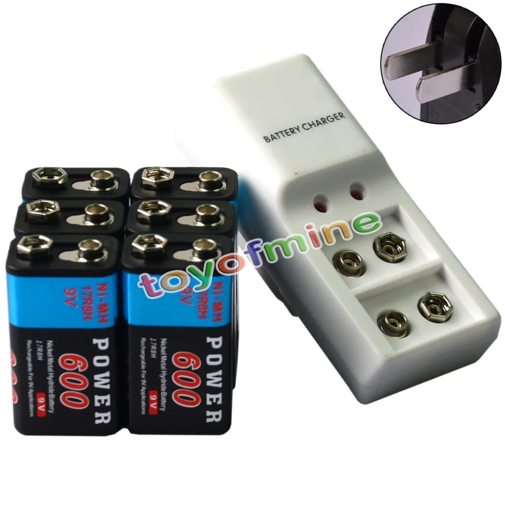 6x9V Power Black 600mAh ni mh аккумуляторная батарея + двойное зарядное
