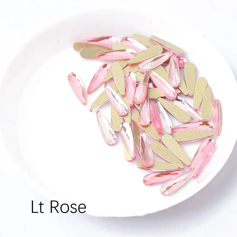 Lt Rose 30/100 шт разноцветные стразы в форме капли воды для ногтей, Кристальные блестящие стразы, семена дыни, Алмазный Декор для ногтей, инструменты для маникюра - Цвет: Lt Rose