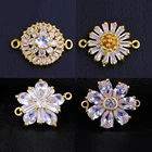 Juya DIY фурнитура для женских ювелирных изделий с фианитами, цветочные соединители, аксессуары для рукоделия, изготовления ювелирных изделий, браслетов, сережек