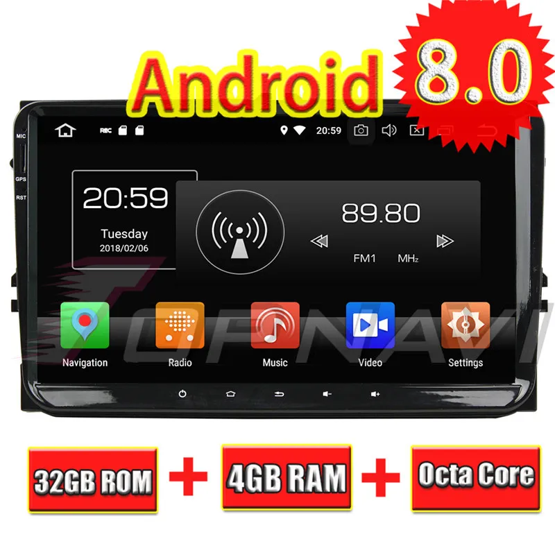preço Topnavi Núcleo Octa Android Leitor Multimédia 8.0 Carro Para VW Universal Magotan PASSAT Golf 2DIN Estéreo Rádio GPS Navigation NÃO DVD