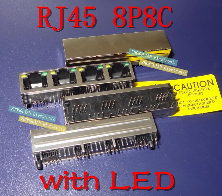 5 шт./лот RJ45 8P8C 4-портовый стальной сетевой гнездовой разъем/гнездовой разъем 1*4P 90