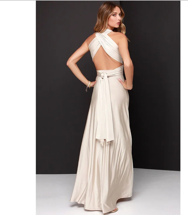 white Sexy dress Multiway Wrap Convertible Boho Maxi Club Red Dress Bandage Long Dress Party Bridesmaids Infinity Robe Longue Femme - Цвет: white