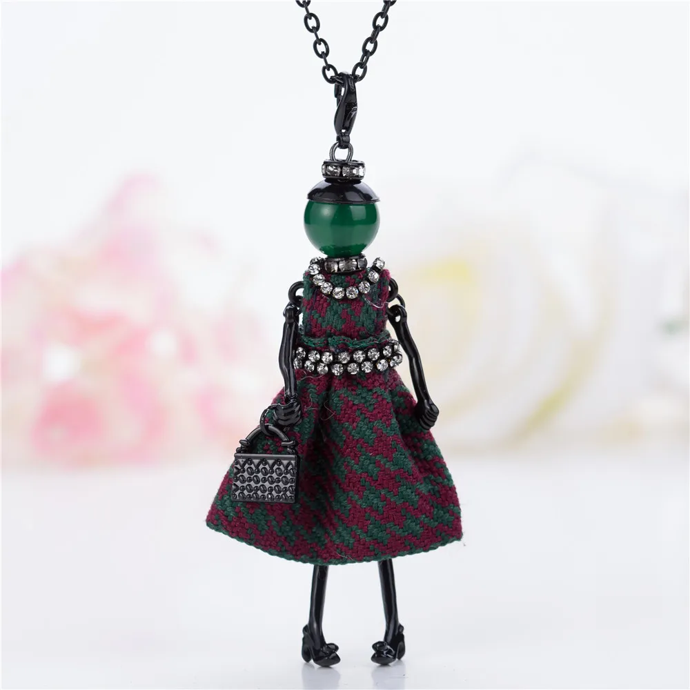 style 6 Горячее предложение Черное длинное милое Кукольное ожерелье s женское хлопковое платье детский кулон для девочек Макси Брендовое ожерелье модное массивное ювелирное изделие ожерелье - Окраска металла: style 6