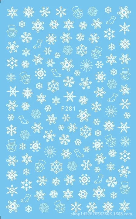 5sheet 8ype Japanese Ultrathin Laser Christmas snowflake Nail Stickers Designs Gummed 3D Art Decals Decoration | Красота и здоровье