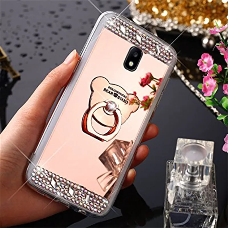 Зеркальный Чехол-держатель с кольцом для Samsung Note 3 4 5 8 A3 A5 J3 J5 J7 2016 2017 S4 S5 S6 S7 Edge S8 S9 Plus