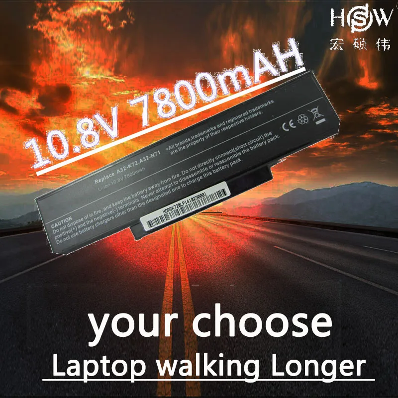 HSW Новый 9 ячеек 7800 мАч аккумулятор для ноутбука Asus A32 K72 N71 A72 K72D K72J K72R K72Q N73 K73 X77 A72D X77J