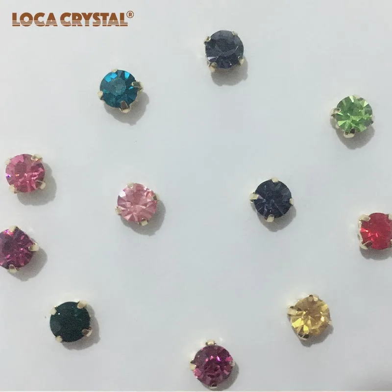 Ss24-ss38 50 шт. многоцветные сшитые на чашке цепь камень круглая форма коготь стразы