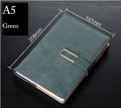 green А5 толстый офисный бизнес-блокнот с кнопкой, деловой ежедневник Travler планировщик блокнот офисный Конференц-блокнот - Цвет: green