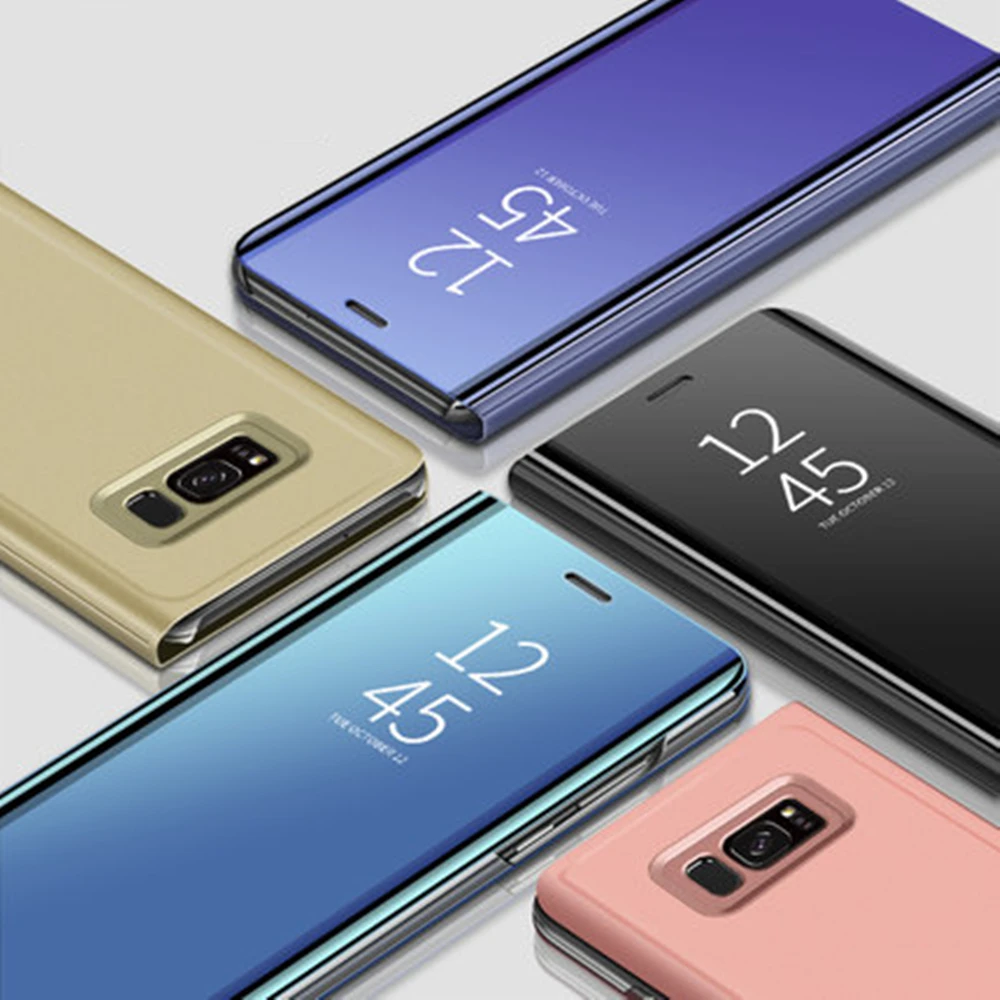 Умный зеркальный флип чехол для телефона Samsung Galaxy S20 Note 10 9 S10 S9 S8 Plus прозрачный M30 20
