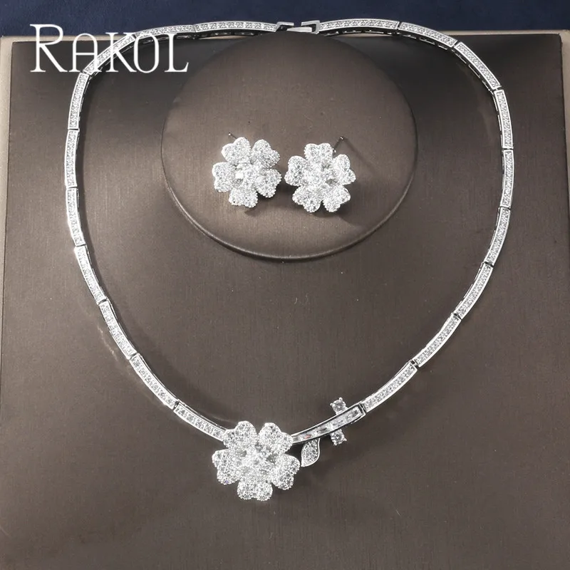 Роскошный свадебный комплект ювелирных изделий RAKOL с микрозакрепкой и