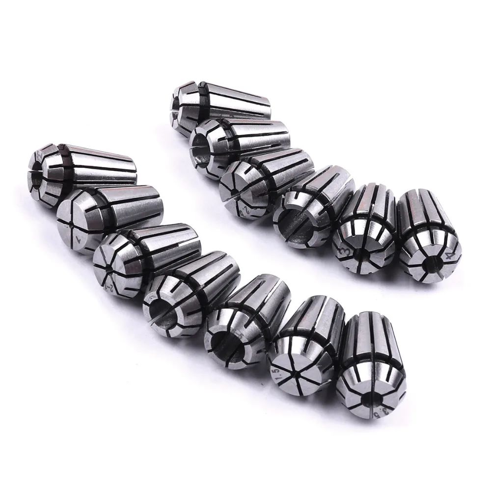 

Professional 13Pcs ER11 Precision CNC Collet Chucks Tool Bits Holder Clamping Size 1mm-7mm Collet for CNC Milling Lather Tools