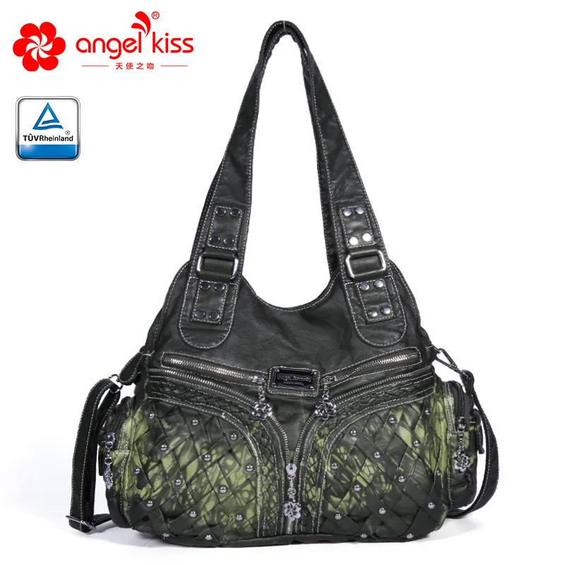 Green Angelkiss топ из искусственной кожи сумки личи зерна женские сумки модные портативные сумки композитные - Цвет: Green