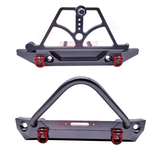Front And Rear AXIAL SCX10 CNC Front Rear Bumper Bull Bar With Spare Tire Carrier Shackles For Rock Crawler Rc Truck SCX10 II Jeep Wrangler - Цвет: Front And Rear
