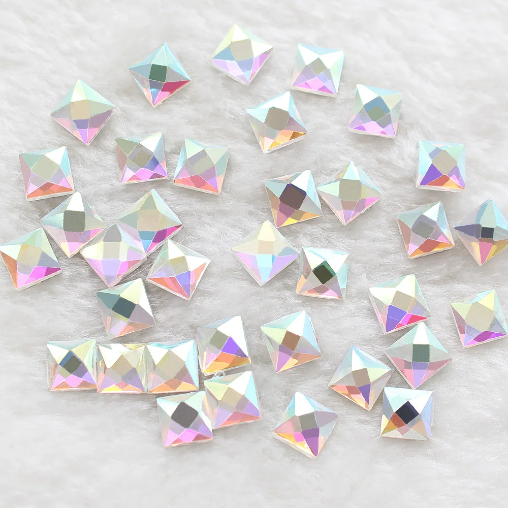 

Clearance Sale Crystal AB 6mm 130PCS Square Shape HotFix Rhinestones Flatback Strass Crystal Trim 3DCrystal for Dresses Bags