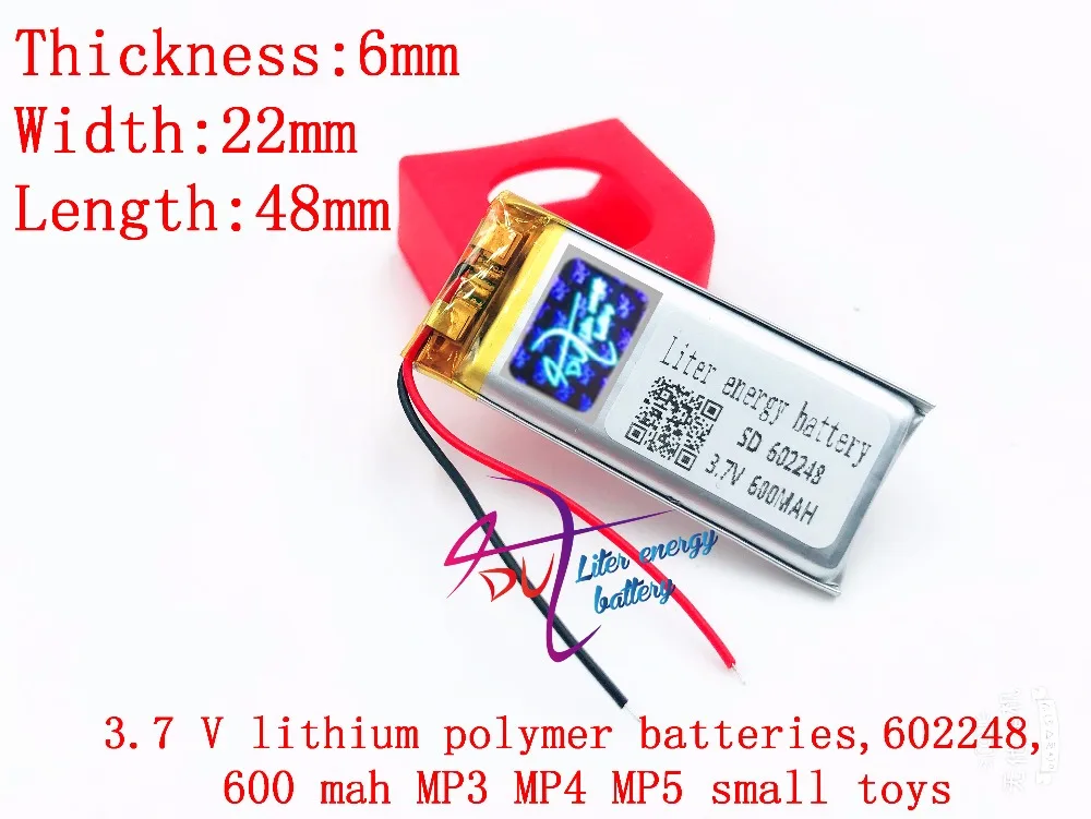 3 7 V 600mAh 602248 литий-полимерный литий-ионный аккумулятор для Mp3 MP4 MP5 GPS Vedio игровые