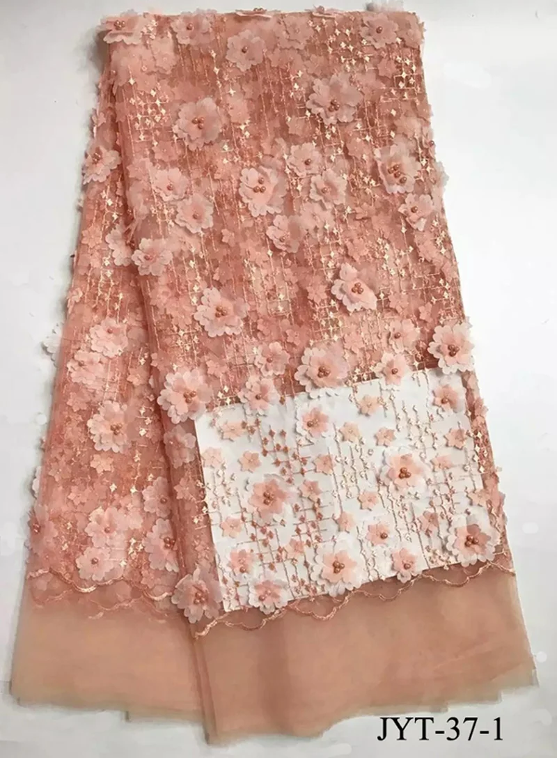 New arrival 3d flower french laces fabrics high quality African beaded tulle lace fabric for women dresses making JYT-37 | Дом и сад