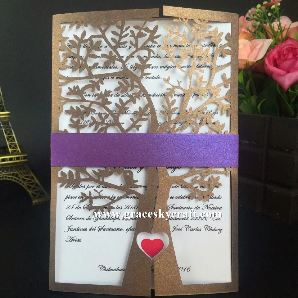 50 шт./лот лазерная резка подарок на день рождения свадьбу карты дизайн дерева