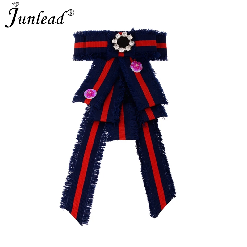 Junlead модный роскошный дизайн Блестки цветок воротник очень крупная брошь ювелирные изделия тканевый бант ленточная брошь булавки для женщин платье