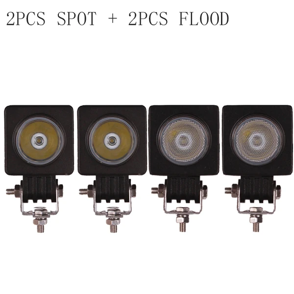 2square spot 2flood 10 Вт светодиодный рабочий светильник 12 в 24 в 2 дюйма мини автомобиль грузовик ATV мотоцикл 4X4 4WD трактор велосипедный индикатор противотуманная фара вождения головной светильник - Цвет: 2square spot 2flood
