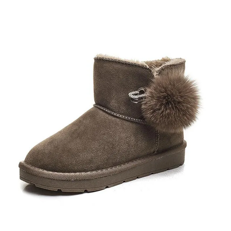 2018 Winter New Student Women's Snow Boots Cotton Faux Fur Ankle Short Flat Heel Black Khaki Pink Girl Female Shoes | Обувь