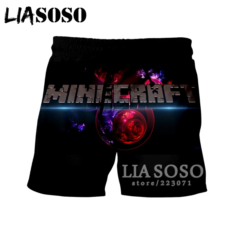 LIASOSO 2019 Summer New Men Women Shorts 3D Print Video Game Minecraft Beach Fitness Cute Casual Loose Clothing A166-10 | Мужская одежда