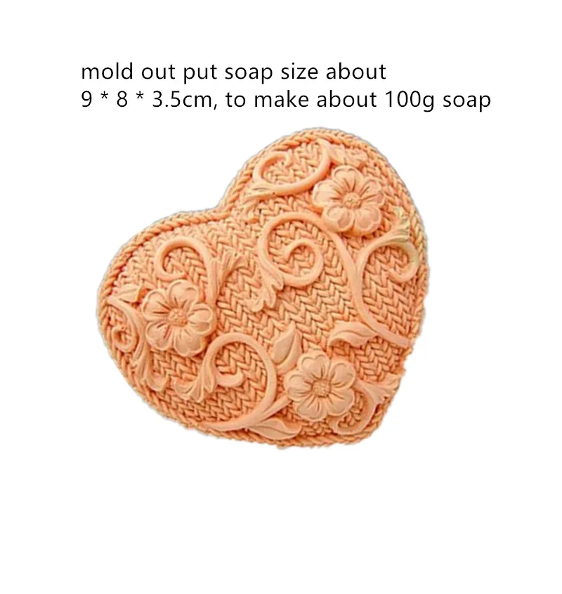 

Heart shaped soap mould manual soap making flower pattern silicone mold