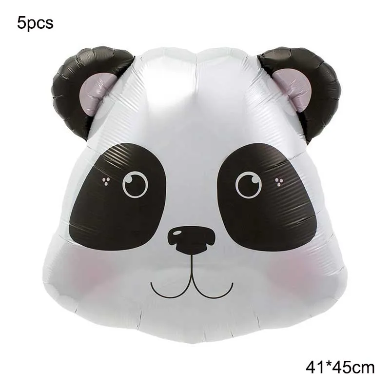 5pc 45cm PD balloon Вечерние Декорации в джунглях, мультяшная панда, набор одноразовой посуды, обеденная тарелка, скатерть для детей, мальчиков, с днем рождения, принадлежности для вечеринок - Цвет: 5pc 45cm PD balloon