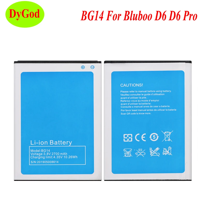 DyGod 2700 мАч для Bluboo D6 D6 Pro сменная батарея BG14 высококачественные батареи для смартфонов Bluboo D6 D6 Pro