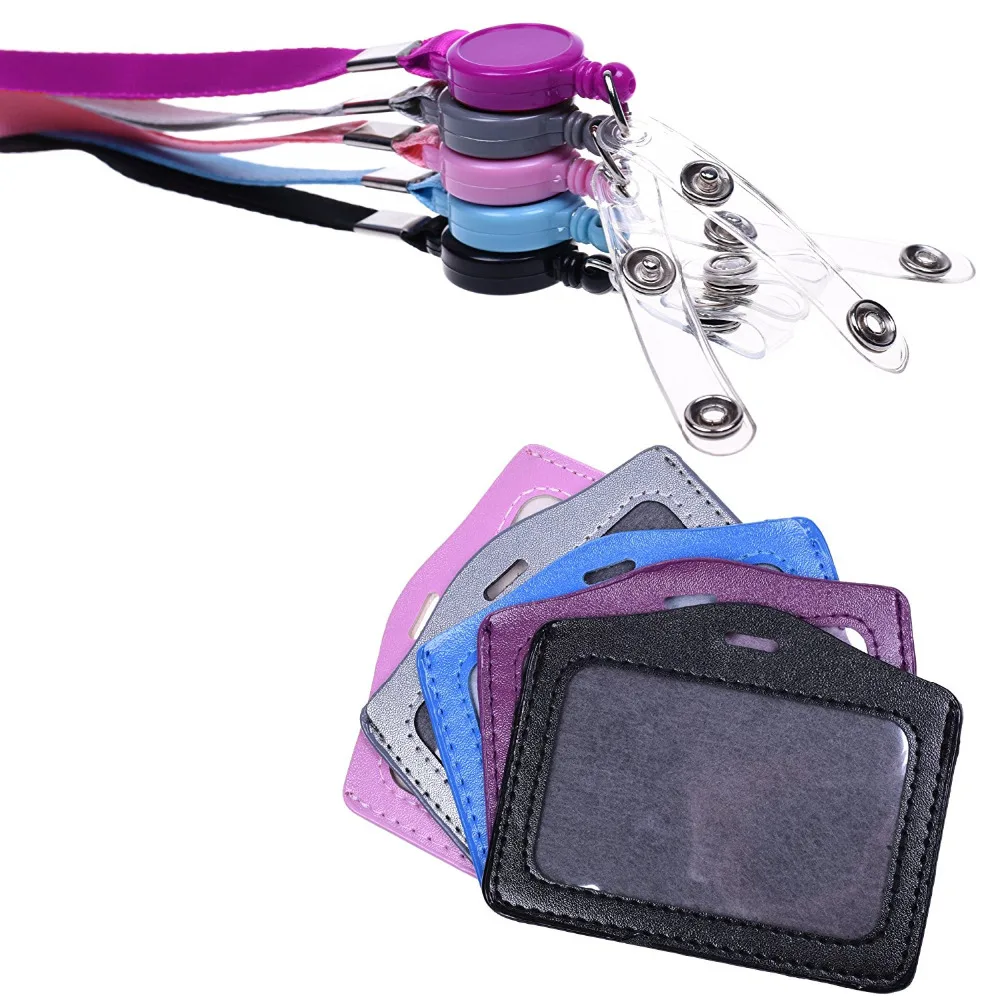 Горизонтальный стиль держатель для карт из искусственной кожи 5 шт. выдвижной