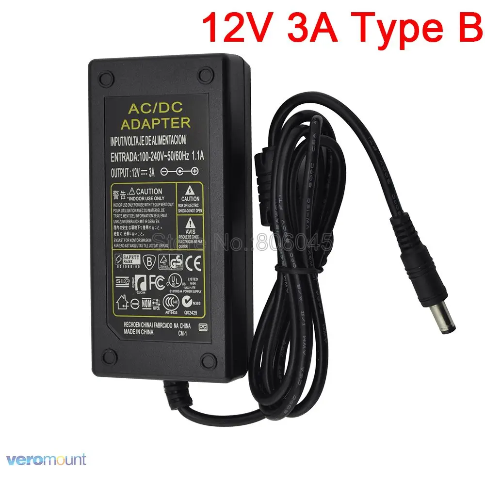 3A TypeB 12V Питание AC85-265V для DC12V светодиодный Мощность адаптер 12В 1A 2A 3A 5A 6A 8A 10A низкая Напряжение трансформатор для Светодиодные ленты светильник - Цвет: 3A TypeB