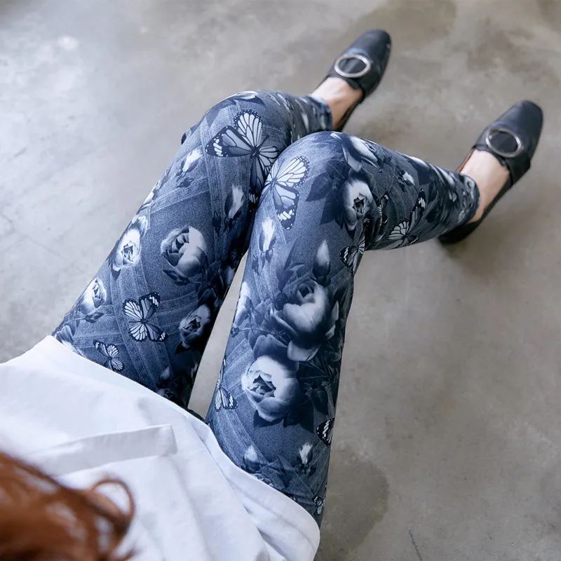 Новые цветочные узорчатые печатные леггинсы модные сексуальные женские тонкие