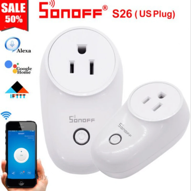 Sonoff S26 WiFi Smart Plug беспроводной разъем питания умный дом переключатель умный пульт дистанционного управления для amazon Alexa Google Home