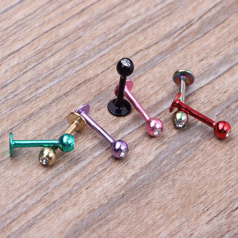 JUNLOWPY Labret Monroe кольцо для губ микс 8 цветов 100 шт нержавеющая сталь ювелирные изделия для тела анодированный пирсинг для пупка Спиральные серьги-гвоздики